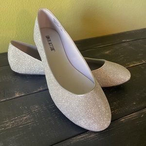 Silver Ballet Flats